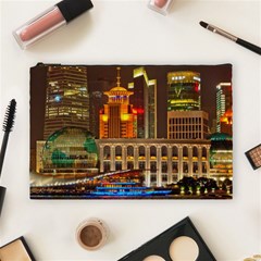 Shanghai Skyline Architecture Cosmetic Bag (large)  by Simbadda