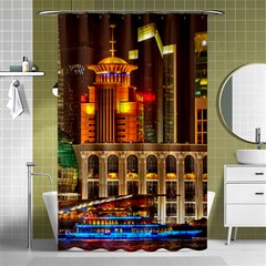 Shanghai Skyline Architecture Shower Curtain 48  X 72  (small)  by Simbadda