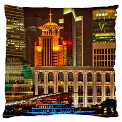 Shanghai Skyline Architecture Large Cushion Case (one Side) by Simbadda