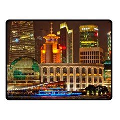 Shanghai Skyline Architecture Double Sided Fleece Blanket (small)  by Simbadda