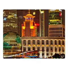 Shanghai Skyline Architecture Double Sided Flano Blanket (large)  by Simbadda