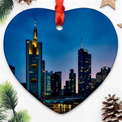 Frankfurt Germany Panorama City Ornament (heart) by Simbadda