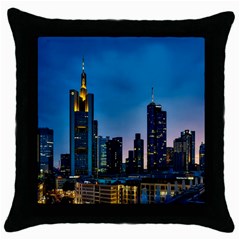 Frankfurt Germany Panorama City Throw Pillow Case (black) by Simbadda