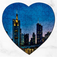 Frankfurt Germany Panorama City Jigsaw Puzzle (heart) by Simbadda