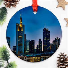 Frankfurt Germany Panorama City Round Ornament (two Sides) by Simbadda