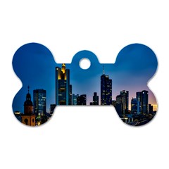 Frankfurt Germany Panorama City Dog Tag Bone (one Side) by Simbadda