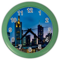 Frankfurt Germany Panorama City Color Wall Clocks by Simbadda