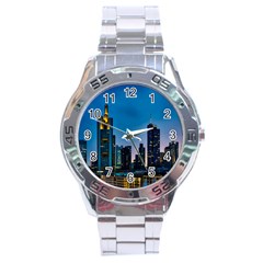 Frankfurt Germany Panorama City Stainless Steel Analogue Watch by Simbadda