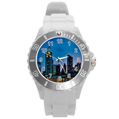 Frankfurt Germany Panorama City Round Plastic Sport Watch (l) by Simbadda