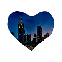 Frankfurt Germany Panorama City Standard 16  Premium Flano Heart Shape Cushions by Simbadda