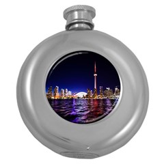 Toronto City Cn Tower Skydome Round Hip Flask (5 Oz) by Simbadda