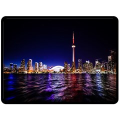 Toronto City Cn Tower Skydome Fleece Blanket (large)  by Simbadda