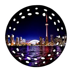 Toronto City Cn Tower Skydome Ornament (round Filigree) by Simbadda