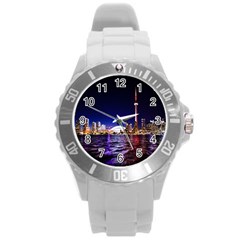 Toronto City Cn Tower Skydome Round Plastic Sport Watch (l) by Simbadda