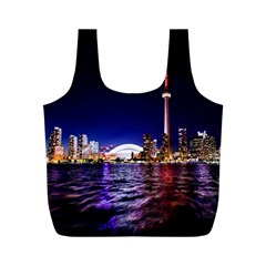 Toronto City Cn Tower Skydome Full Print Recycle Bags (m)  by Simbadda