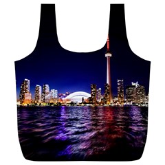 Toronto City Cn Tower Skydome Full Print Recycle Bags (l)  by Simbadda