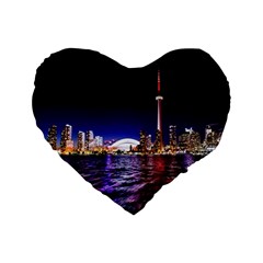 Toronto City Cn Tower Skydome Standard 16  Premium Flano Heart Shape Cushions by Simbadda