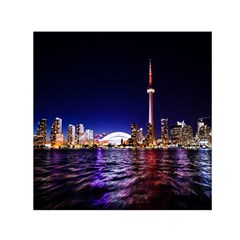 Toronto City Cn Tower Skydome Small Satin Scarf (square) by Simbadda