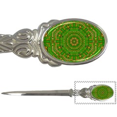 Wonderful Mandala Of Green And Golden Love Letter Openers by pepitasart