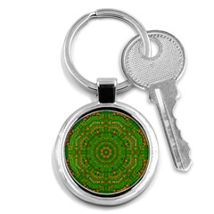 Wonderful Mandala Of Green And Golden Love Key Chains (round)  by pepitasart