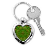 Wonderful Mandala Of Green And Golden Love Key Chains (Heart)  Front