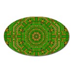 Wonderful Mandala Of Green And Golden Love Oval Magnet Front