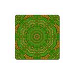 Wonderful Mandala Of Green And Golden Love Square Magnet Front