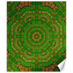 Wonderful Mandala Of Green And Golden Love Canvas 8  X 10  by pepitasart