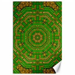 Wonderful Mandala Of Green And Golden Love Canvas 20  X 30   by pepitasart