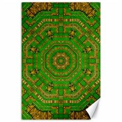 Wonderful Mandala Of Green And Golden Love Canvas 24  X 36  by pepitasart