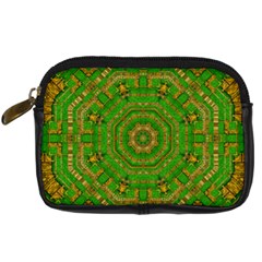 Wonderful Mandala Of Green And Golden Love Digital Camera Cases by pepitasart