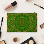 Wonderful Mandala Of Green And Golden Love Cosmetic Bag (Medium)  Back