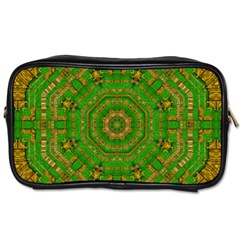 Wonderful Mandala Of Green And Golden Love Toiletries Bags by pepitasart