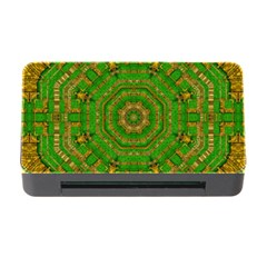 Wonderful Mandala Of Green And Golden Love Memory Card Reader With Cf by pepitasart