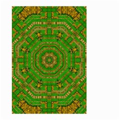 Wonderful Mandala Of Green And Golden Love Small Garden Flag (two Sides) by pepitasart