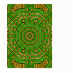 Wonderful Mandala Of Green And Golden Love Large Garden Flag (two Sides) by pepitasart