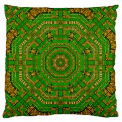 Wonderful Mandala Of Green And Golden Love Standard Flano Cushion Case (one Side) by pepitasart