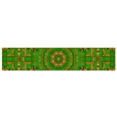 Wonderful Mandala Of Green And Golden Love Small Flano Scarf by pepitasart