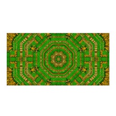 Wonderful Mandala Of Green And Golden Love Satin Wrap by pepitasart