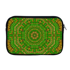 Wonderful Mandala Of Green And Golden Love Apple Macbook Pro 17  Zipper Case by pepitasart