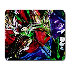 Lillies In Terracota Vase Large Mousepads by bestdesignintheworld