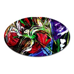 Lillies In Terracota Vase Oval Magnet by bestdesignintheworld