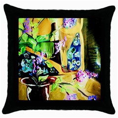 Lilac On A Countertop Throw Pillow Case (Black)