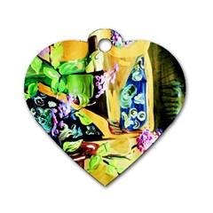 Lilac On A Countertop Dog Tag Heart (One Side)