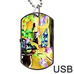 Lilac On A Countertop Dog Tag USB Flash (One Side)