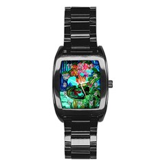 Flowers On The Tea Table Stainless Steel Barrel Watch by bestdesignintheworld