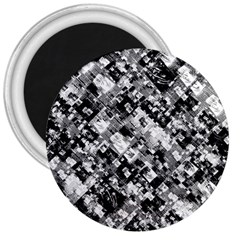 Black And White Patchwork Pattern 3  Magnets by dflcprints