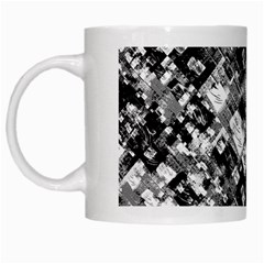 Black And White Patchwork Pattern White Mugs by dflcprints