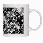 Black And White Patchwork Pattern White Mugs Right