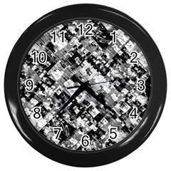 Black And White Patchwork Pattern Wall Clocks (black) by dflcprints